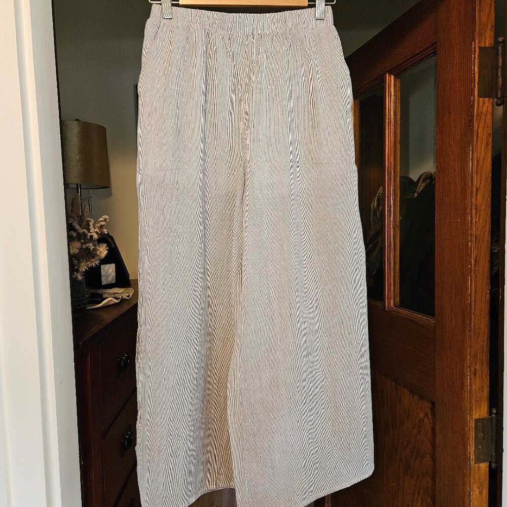 Listicle Striped Wide-Leg Pants - Navy/White - Size Small